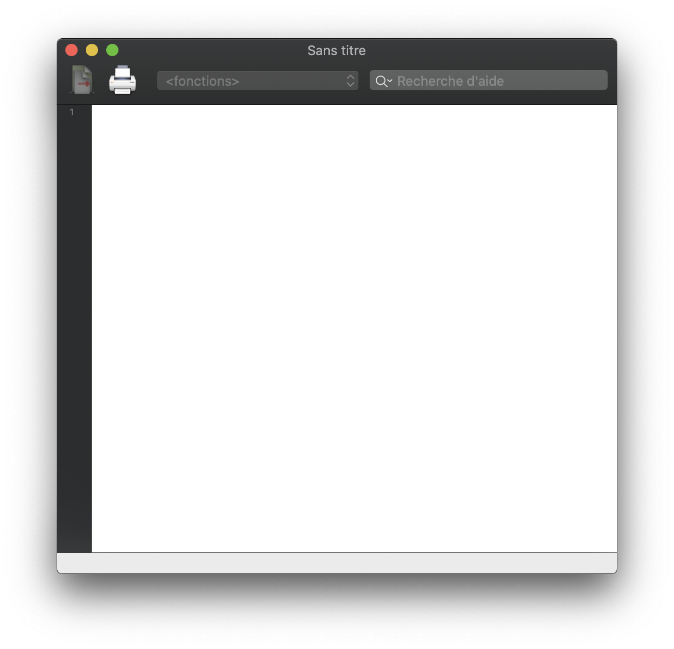 Fenêtre de script sous Mac OS Catalina