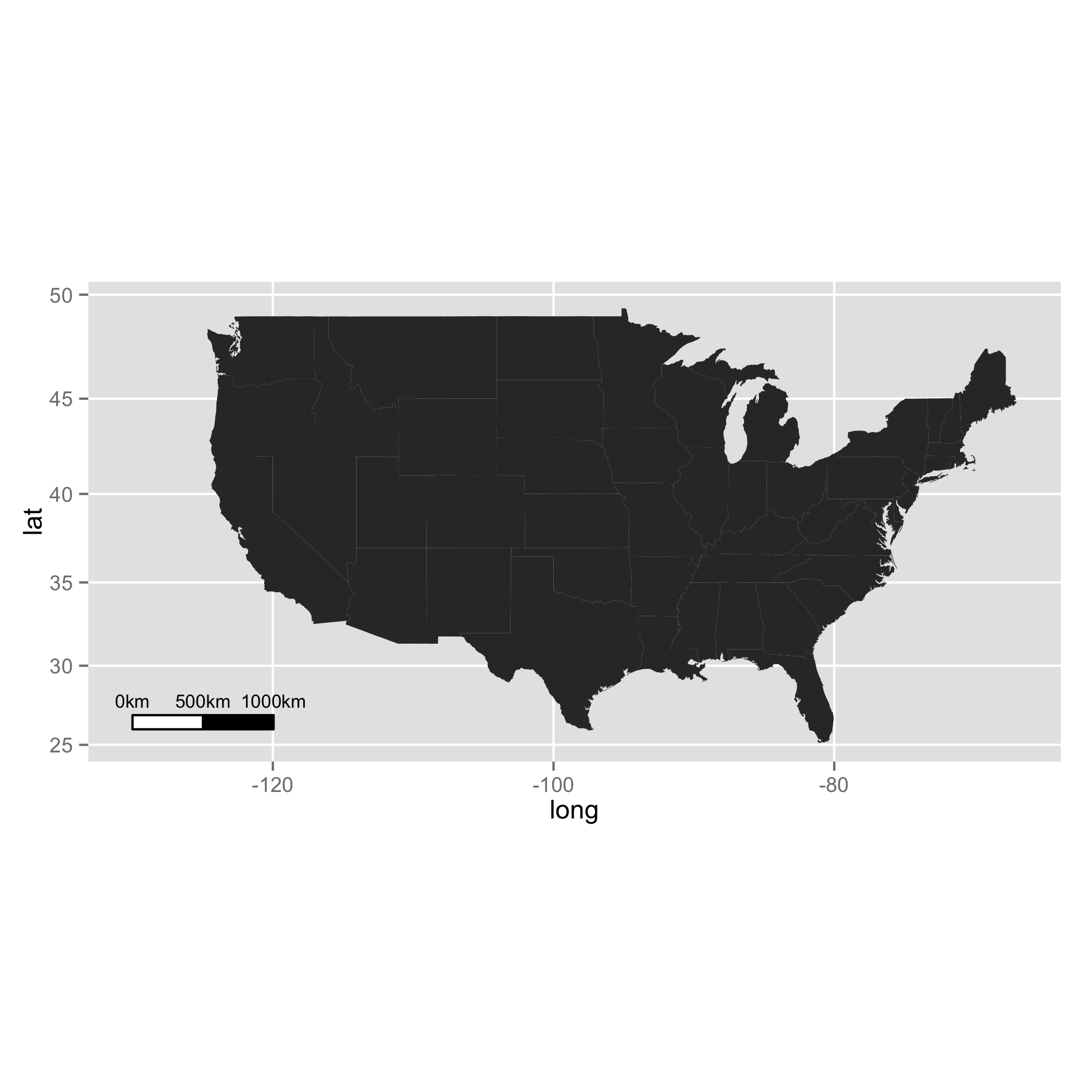 US map using ggplot2 and scaleBar, without North arrow